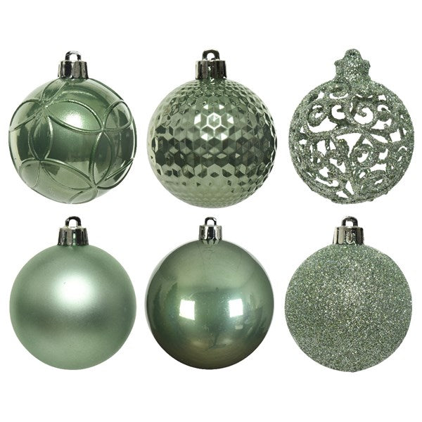 Decoris Shatterproof Baubles in Sage Green (Pack of 37) image 1
