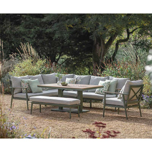 Bramblecrest RHS Wisley L-Shaped Corner Sofa Set in Sage with Rectangular Height Adjustable Table, Long Right image 0