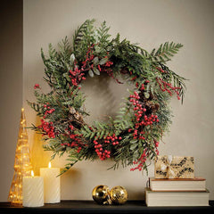 Everlands Red Glitter Berry Wreath image 0