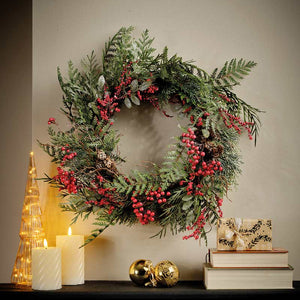 Everlands Red Glitter Berry Wreath image 0