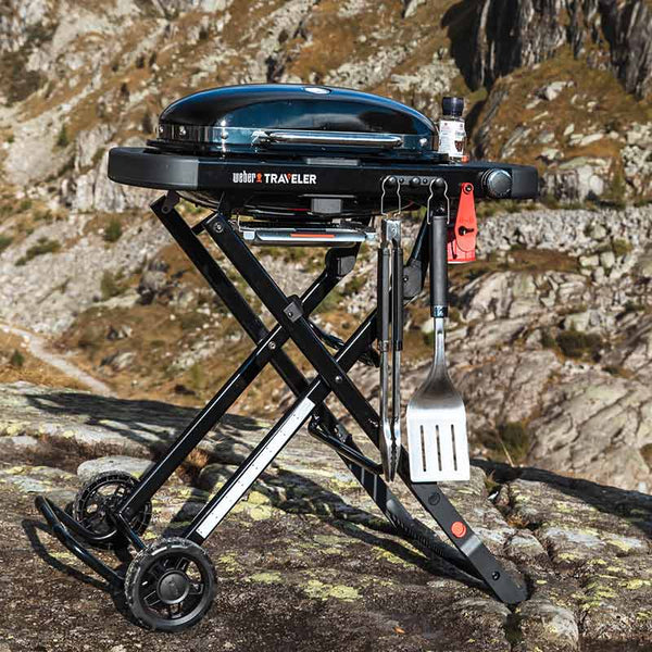 Weber Traveler Compact Portable Gas Grill BBQ with Travel Cart image 5