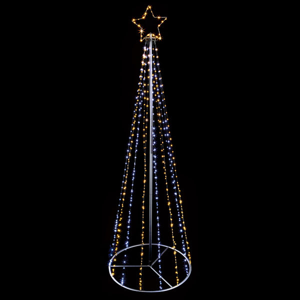 Premier Black MICROBRIGHTS Pyramid Tree - 2.1m, Warm White &amp; White image