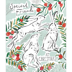 Woodmansterne Hares In Foliage Christmas Card image 0