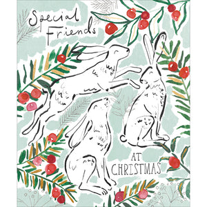 Woodmansterne Hares In Foliage Christmas Card image 0