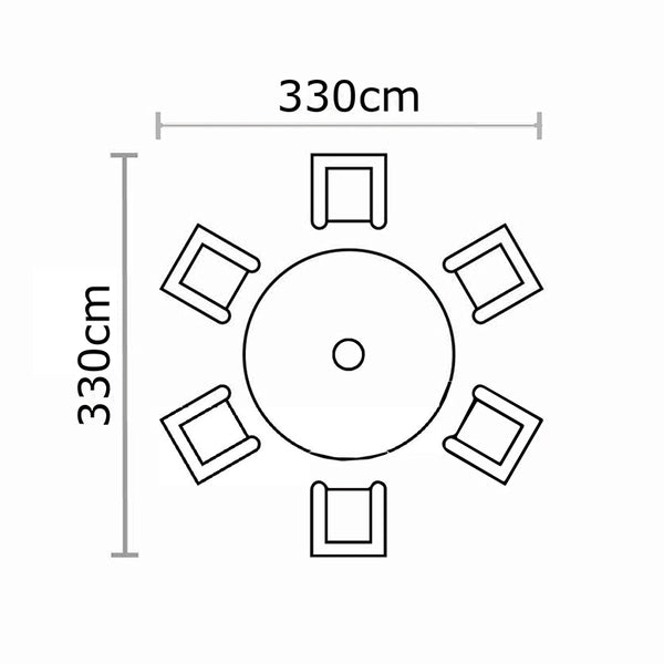 Bramblecrest Wentworth 6 Seat Round Dining Set in Pewter Rattan with Lazy Susan, 3m Parasol &amp; 15kg Base image 3