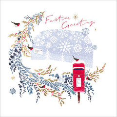 Woodmansterne Robins with a Postbox Christmas Card image 0
