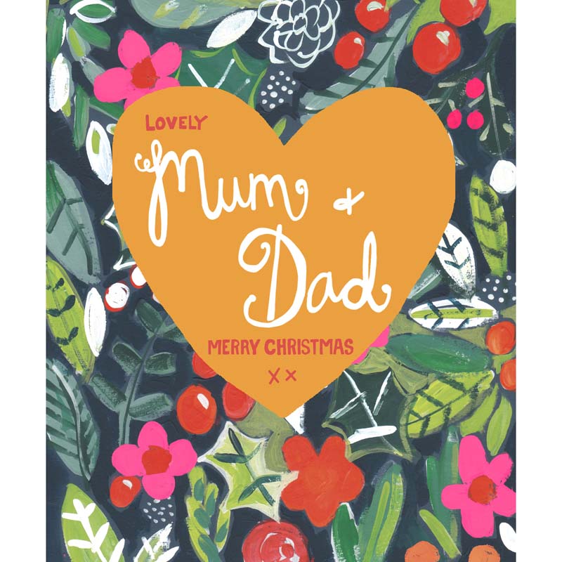Paper Salad Heart Lovely Mum & Dad Merry Christmas Card image 0