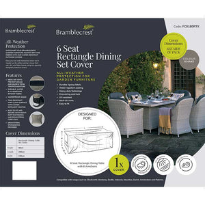 Bramblecrest Cover for Rattan Rectangular 6 Seat Set with 180 x 105cm Firepit Table image 1