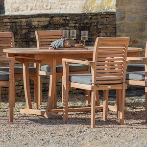 Bramblecrest Richmond 6 Seat Wooden Dining Set with Oval Table, Parasol & Base image 2