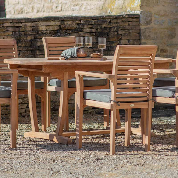 Bramblecrest Richmond 6 Seat Wooden Dining Set with Oval Table, Parasol & Base image 2