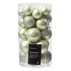 Decoris Shatterproof Baubles in White Mint (Pack of 30) image 0