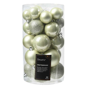Decoris Shatterproof Baubles in White Mint (Pack of 30) image 0
