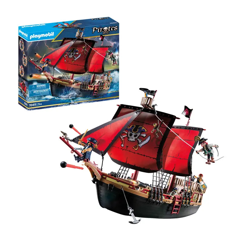 PLAYMOBIL Pirates Large Floating Pirate Ship with Cannon image 0