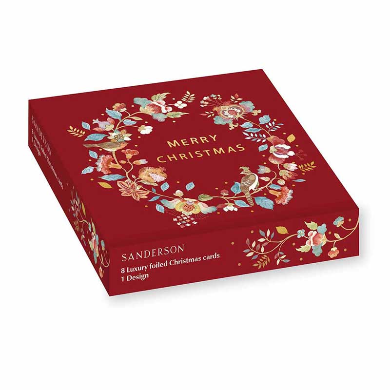 Sanderson Aril's Garden Luxury Foiled Christmas Cards (Pack of 8)