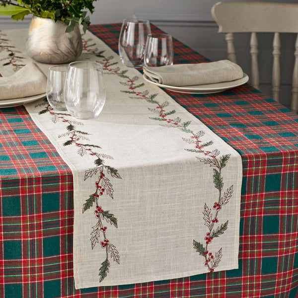 Walton & Co Embroidered Winter Foliage Table Runner image 4