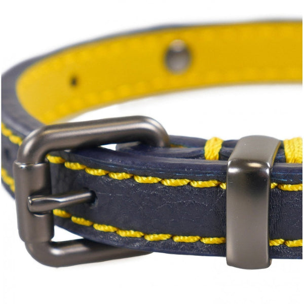 Joules French Navy Leather Dog Collar image 2