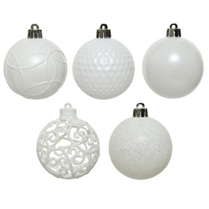 Decoris Shatterproof Baubles in Winter White (Pack of 37) image 1