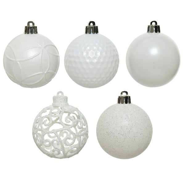 Decoris Shatterproof Baubles in Winter White (Pack of 37) image 1