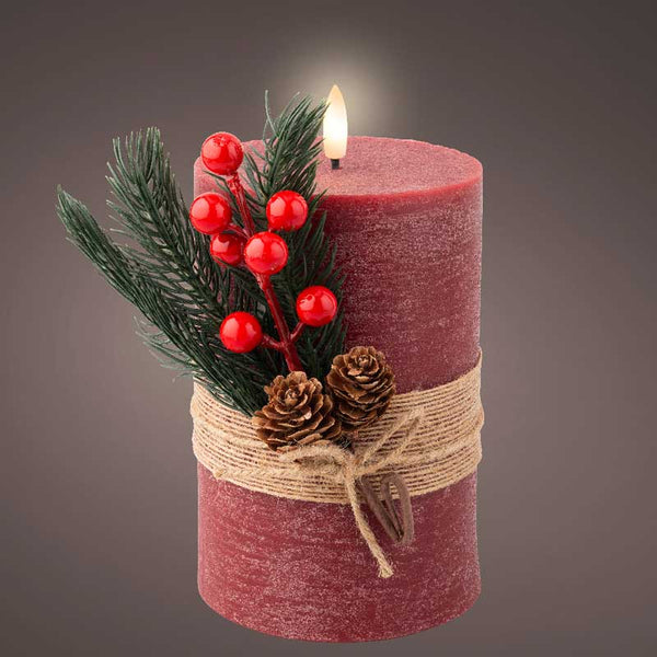 Lumineo Red Wax LED Candle with Accent image 2