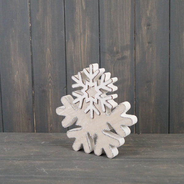 Satchville Whitewashed Wooden Snowflake image 2