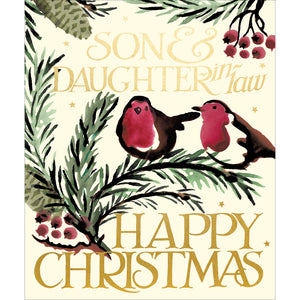 Woodmansterne Two Robins On A Branch Son & Daughter-In-Law Christmas Card image 0
