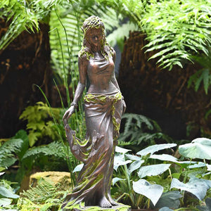 Home & Garden UK Standing Elf Garden Statue with Green Flock image 0