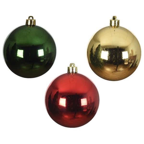 Decoris Shatterproof Baubles in Red, Green & Gold (Pack of 10) image 0