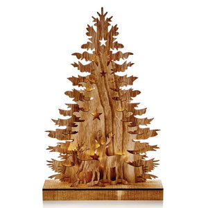 Premier Lit Wooden Tree &amp; Reindeer Scene (44cm) image 0