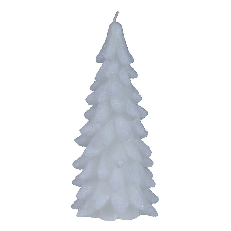 Decoris White Snowy Tree Candle image 0
