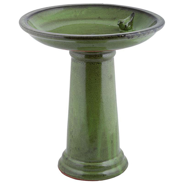 Fallen Fruits Ceramic Bird Bath on Pedestal Green image 0