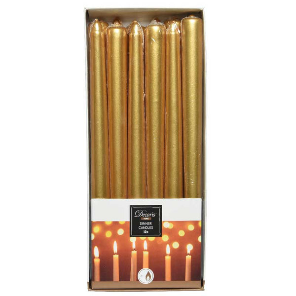 Decoris Gold Dinner Candles (Pack of 12) image 0