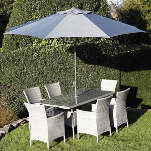 Supremo Barcelona 6 Seat Dining Set with Rectangular Table, 3m Parasol &amp; Base image 1