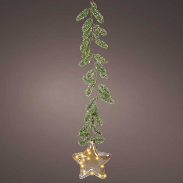 Lumineo Micro LED Hanging Amber Star with Faux Foliage image 2