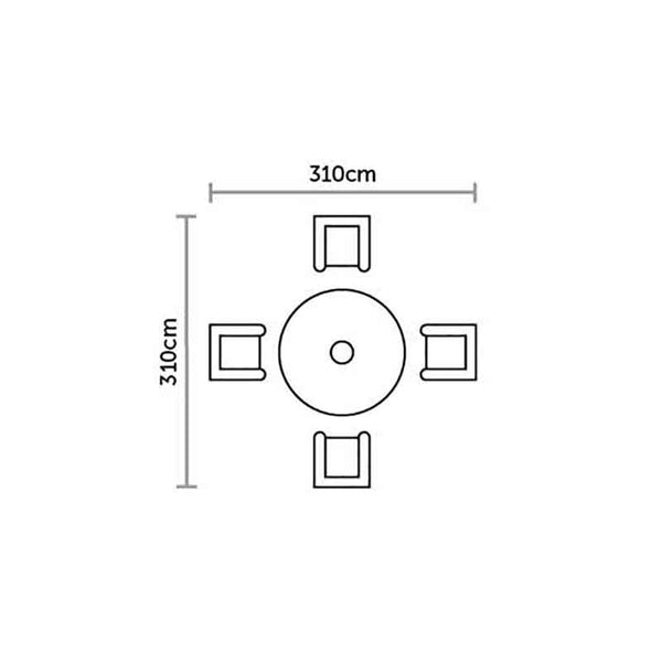 Bramblecrest Monterey 4 Seat Garden Dining Set in Dove Grey with Round Table, Parasol &amp; Base image 8