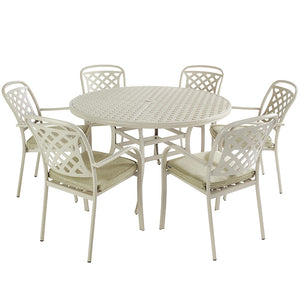 Hartman Berkeley 6 Seat Outdoor Dining Set in Maize with Round Table, Parasol & Base image 4