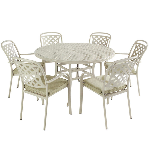 Hartman Berkeley 6 Seat Outdoor Dining Set in Maize with Round Table, Parasol & Base image 4