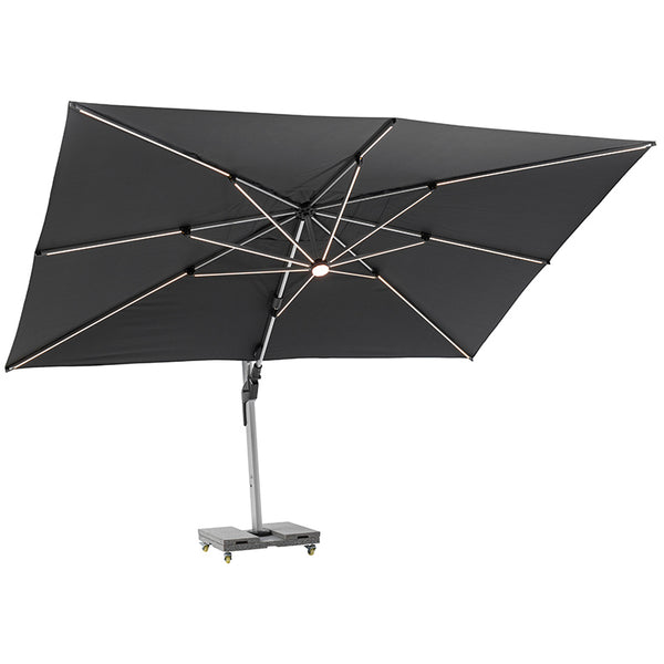 Bramblecrest Worcester 4 x 3m Rectangular Cantilever Parasol in Grey with LED, Granite Base &amp; Cover image 2