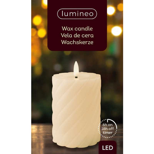 Lumineo Cream Wax LED Twisted Candle image 5