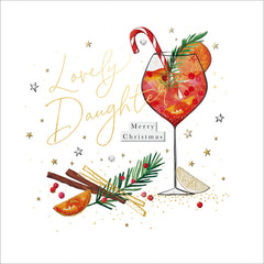 Woodmansterne Glass Of Festive Drink Daughter Christmas Card image 0