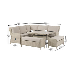 Bramblecrest Chedworth Reclining Corner Sofa with Square Dual Height Table &amp; 2 Benches in Sandstone Rattan image 6