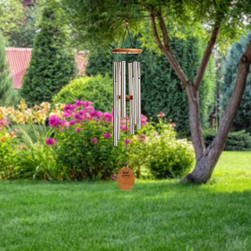 Symphony 86cm Wood and Aluminium Wind Chime with Silver Finish image 0