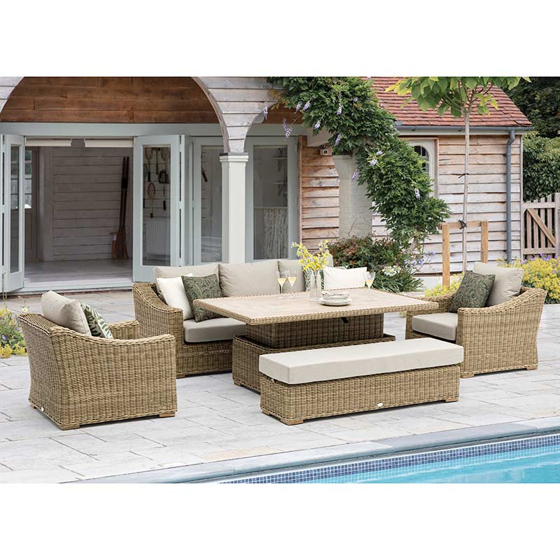 Bramblecrest Fairford 3-Seat Sofa Lounge Set in Walnut Rattan image 0