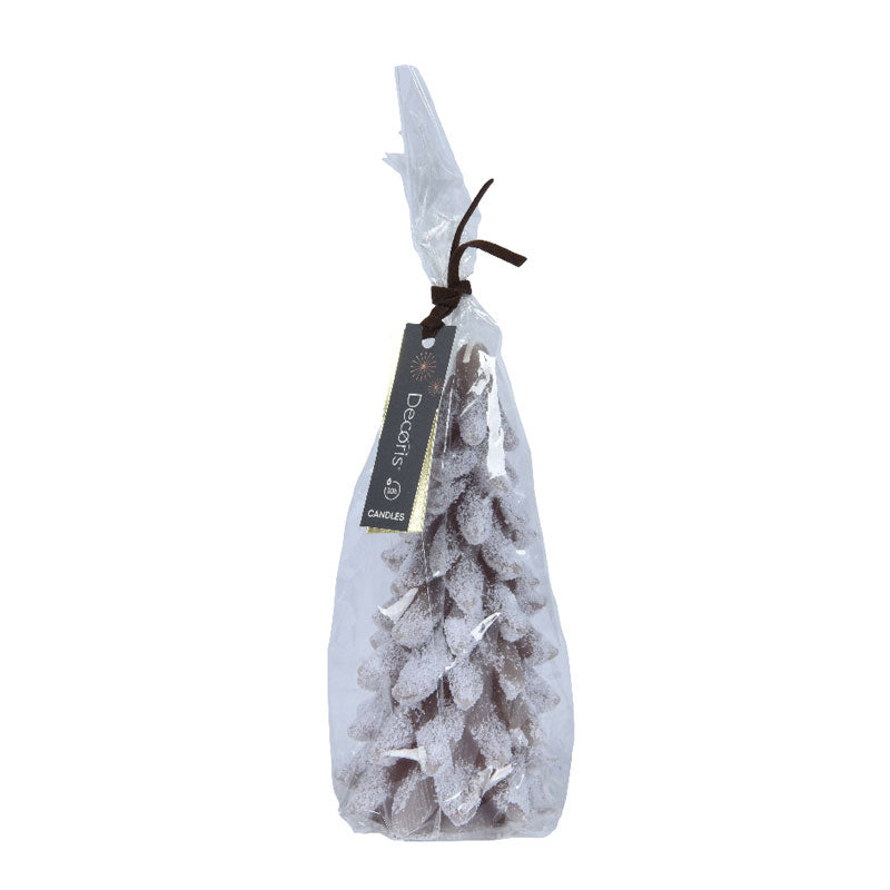 Decoris Light Brown Snowy Tree Candle image 0