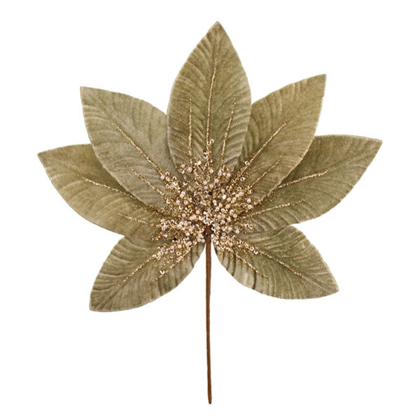 SageDecor Green Velvet Leaf Spray (29cm) image 0