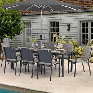 Bramblecrest Zurich 8 Seat Rectangular Dining Set with Parasol &amp; Base image 0