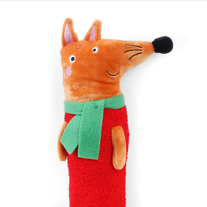 Zoon Red Fox Sausage Squeaker Dog Toy image 0