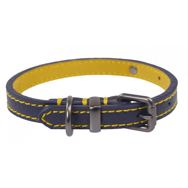Joules French Navy Leather Dog Collar image 0