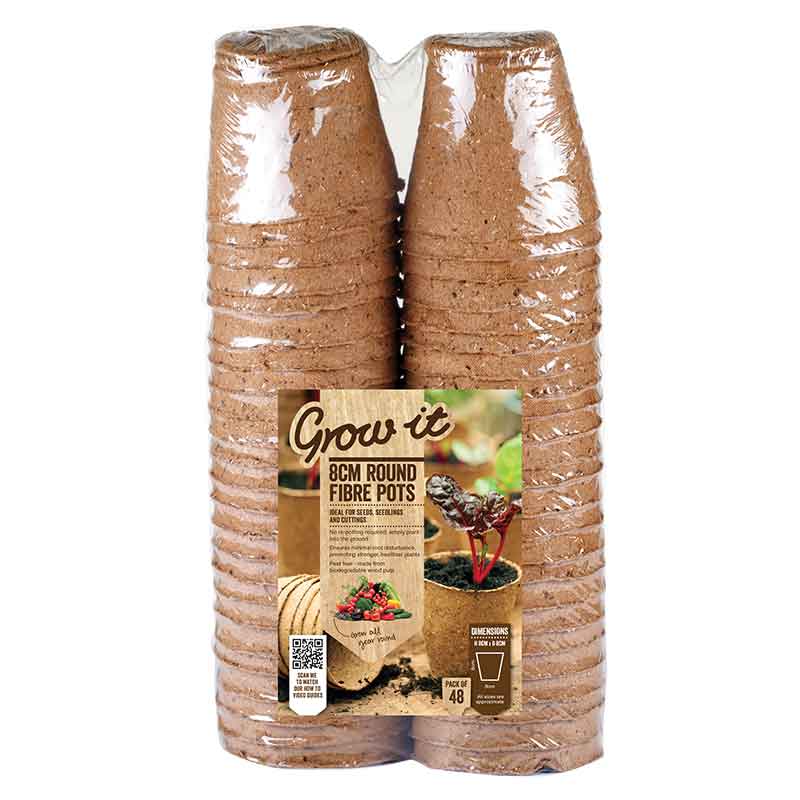 8cm Round Fibre Pots (48 Pack) image 0