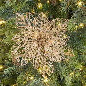 Everlands Gold Glitter Poinsettia Clip image 0