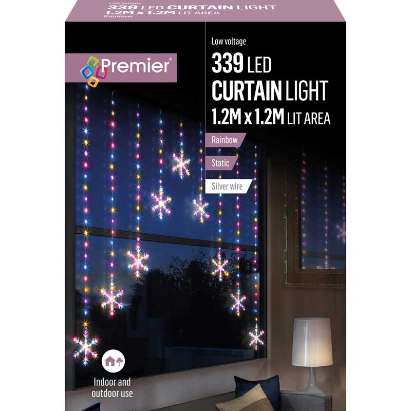 Premier LED Snowflake Curtain Lights - Rainbow image 0